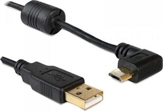 Kabel USB 2.0 A samec > USB micro B samec, pravoúhlý 90°, 1m 