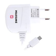 SWISSTEN nabíječka micro USB 230V/1A BÍLÁ kabel