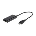 Redukce micro USB na HDMI,Gembird adaptér MHL (M) - HDMI (F) + microUSB (BF, 11pin), 16cm