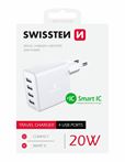 SWISSTEN adaptér 230V/4A 20W 4xUSB BÍLÁ