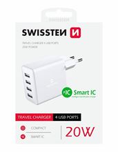 SWISSTEN adaptér 230V/4A 20W 4xUSB BÍLÁ