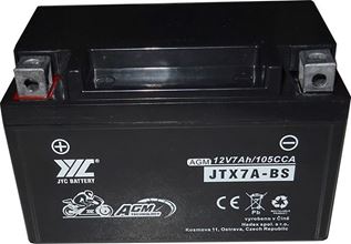 Pb akumulátor JYC JTX7A-BS AGM pro motocykly 12V/7Ah levý