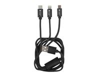 Vícekonektorový kabel 3v1 USB Micro + Lightning (iPhone)  + USB-C, textilní opletení, 1m, Natec  #1