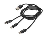 Vícekonektorový kabel 3v1 USB Micro + Lightning (iPhone)  + USB-C, textilní opletení, 1m, Natec  #3